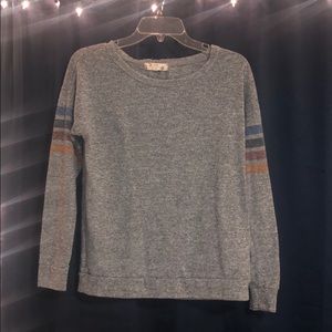 Gray Sweater with Multi Color Stripes